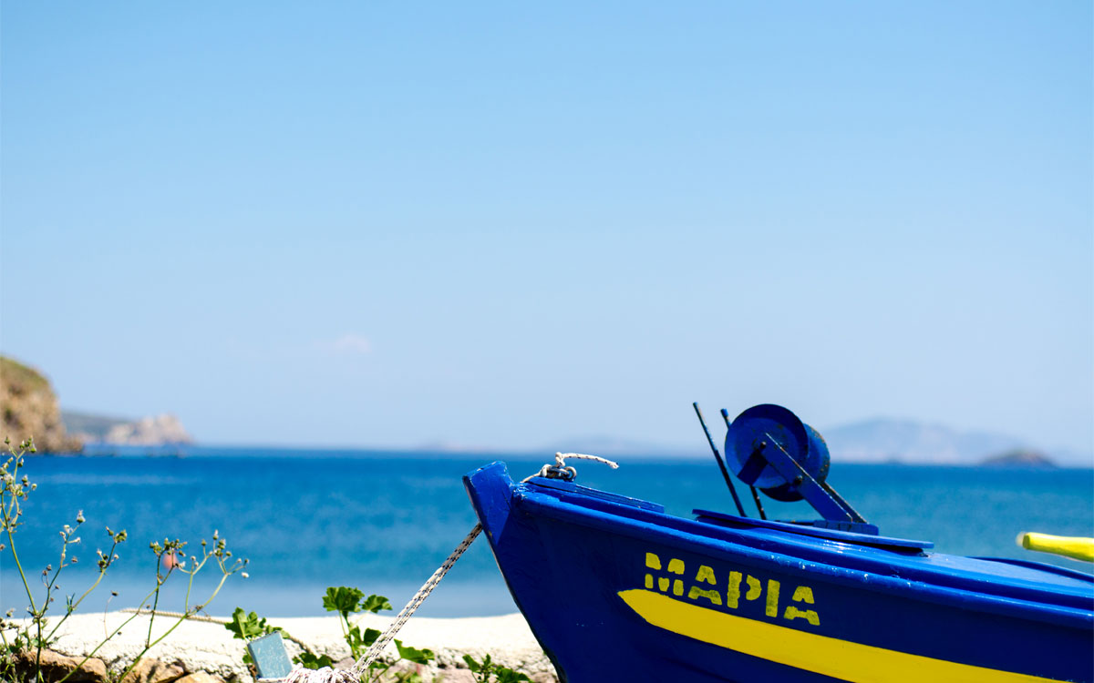A blue boat in Patmos